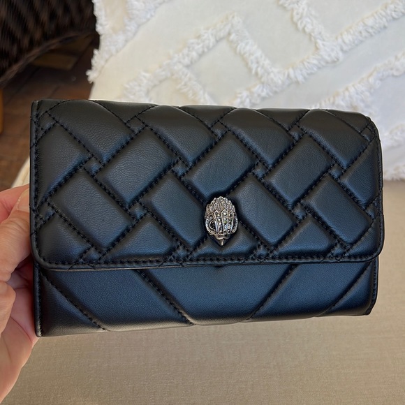 KURT GEIGER LONDON NWT Kensington Leather Wallet on a Chain BLACK - Picture 5 of 17